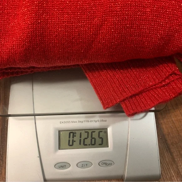 Joseph A. Turtleneck Sweater Women’s XL Red Metallic Stretch Light Weight - Picture 8 of 8